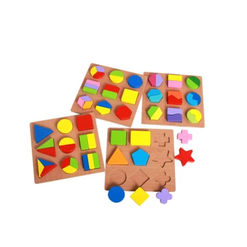 

Montessori 3d Wooden Puzzle For Kids Learning Educational Toys for Children Learn geometry board wisdom paired Puzzle toys