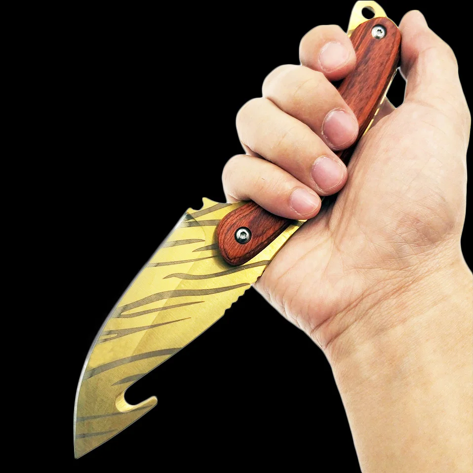 Настоящий тигровый нож для зубьев CS GO Gut knife s Counter Strike, тактические прямые охотничьи ножи, походная оболочка, нож для выживания, цветной нож