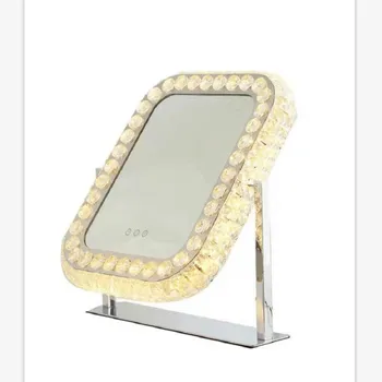 

Luxury Crystal Makeup Mirror Table Lights Hollywood LED Lighted Up Mirror with Touch Screen Switch Dimming 360 Degree Rotation