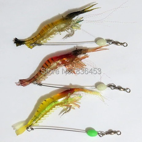 Soft Fishing Lures Luminous Artificial Shrimp Lure Long Wire Barrel Swivel Lure