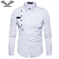 VISADA JAUNA 2018 Новое поступление рубашки для Для мужчин однобортный украшения Бизнес Повседневное рубашки Для мужчин Slim Fit хлопковые рубашки N8912