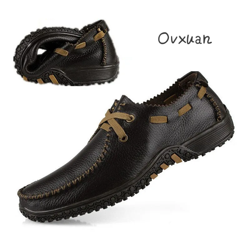 

Ovxuan Genuine Leather Men Shoes Fashion Mens Dress Shoes Comfortable Casual Men Flats Loafers Shoes Soft Italian Shoes For Men