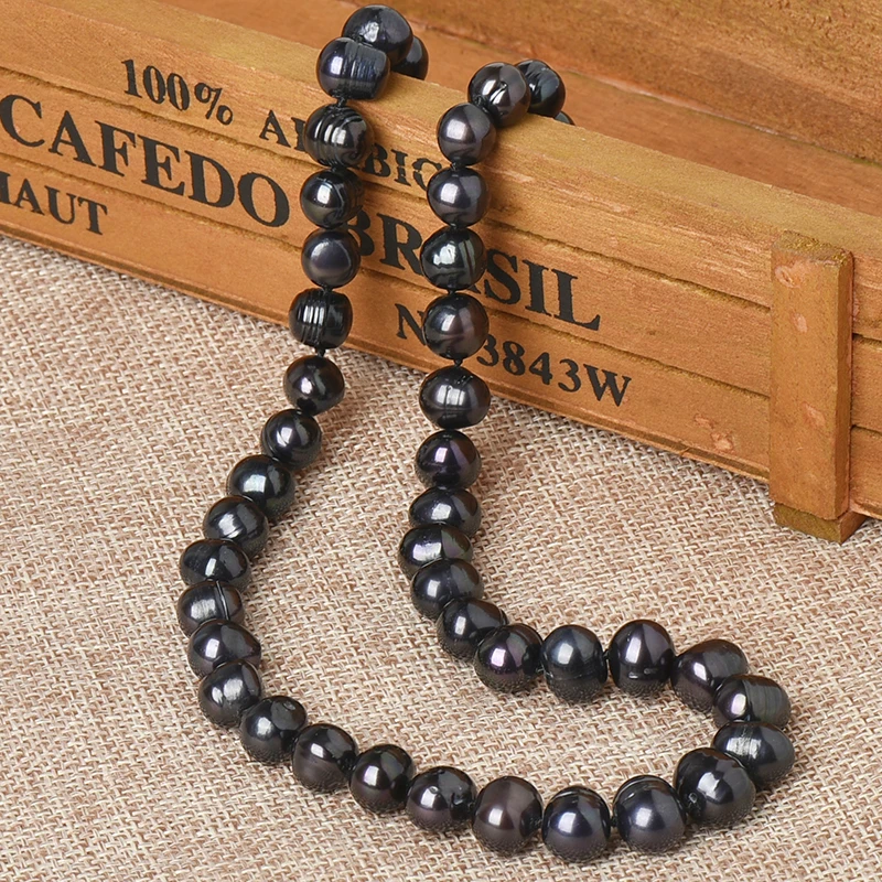 Nearround 8-9 мм размер для черного жемчуга изготовление дизайна ювелирных изделий черный жемчуг ожерелье для женщин вечерние подарки