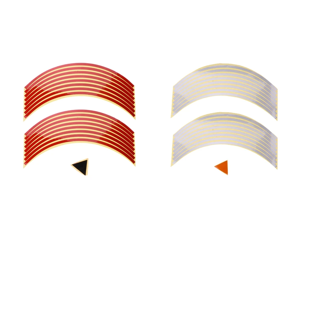

2 Sets 17"/18" Pre-curved Tape Decals Vinyl Stickers Stripes Reflective Motorcycle Wheel 10mm For Motorcycles
