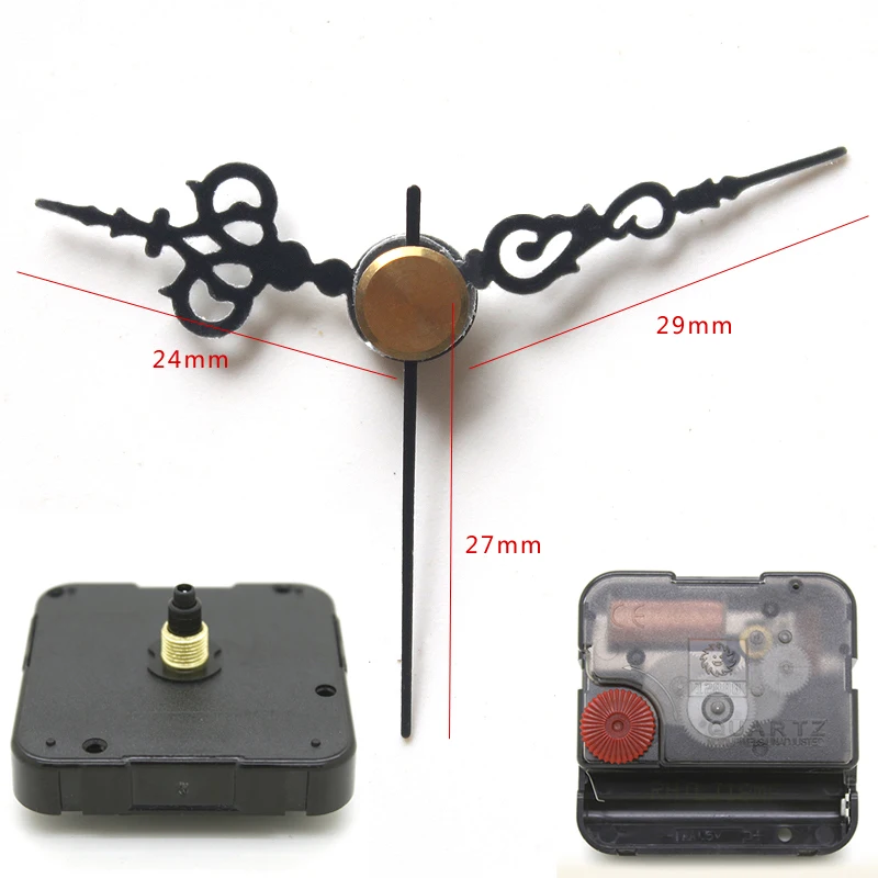 

12888 6mm screw length Clock Accessory Quartz Movement Plastic Sweep Movement With Black Short Clock Hands 51# DIY Clock Kits