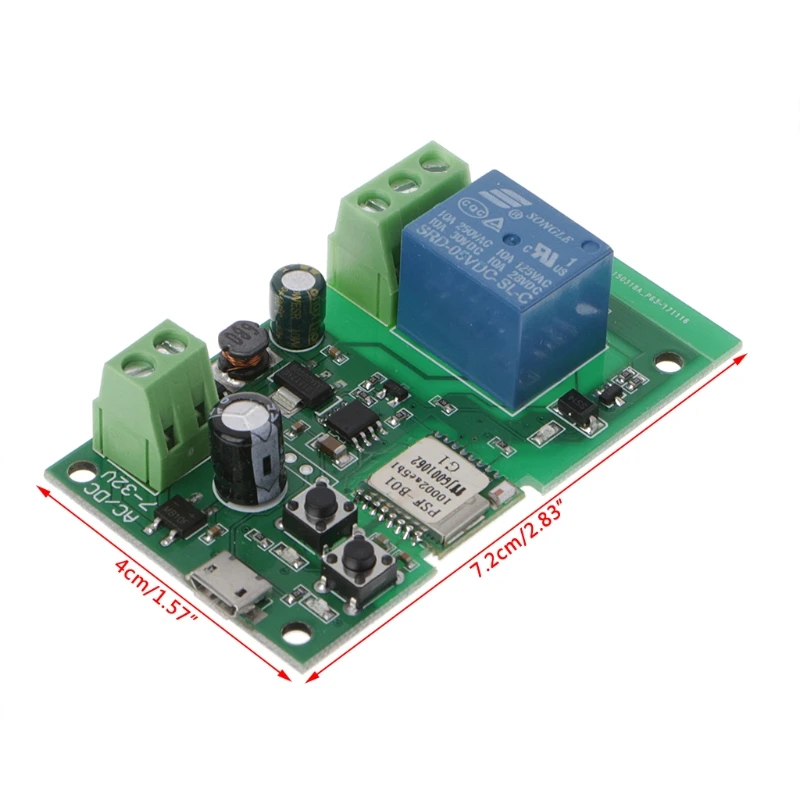 

DC 5V-32V Jog Self-lock Smart WiFi Wireless Switch Relay Module APP Control