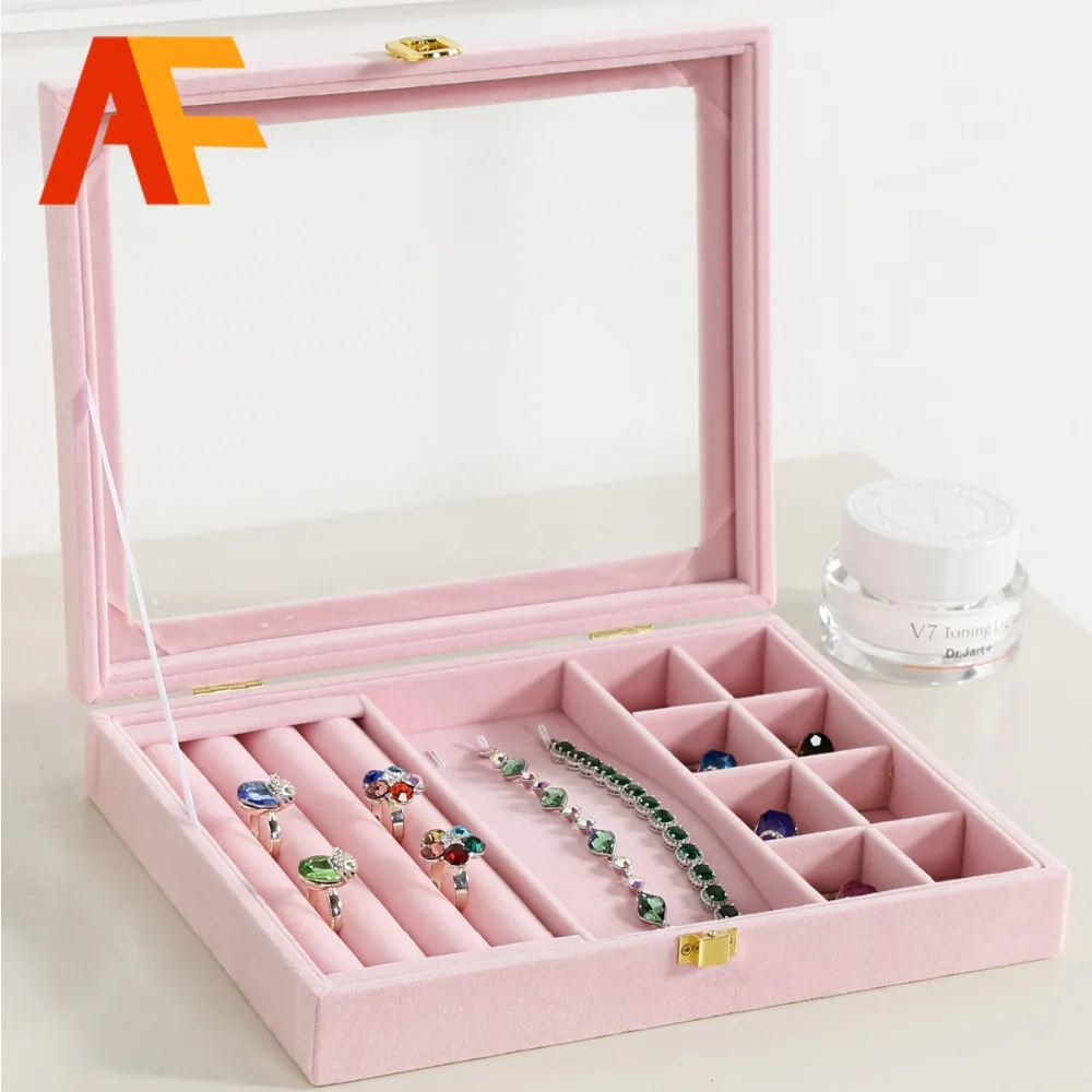 New Pink Series Jewelry Display Box Wrapped With Romantic Pink Fabric