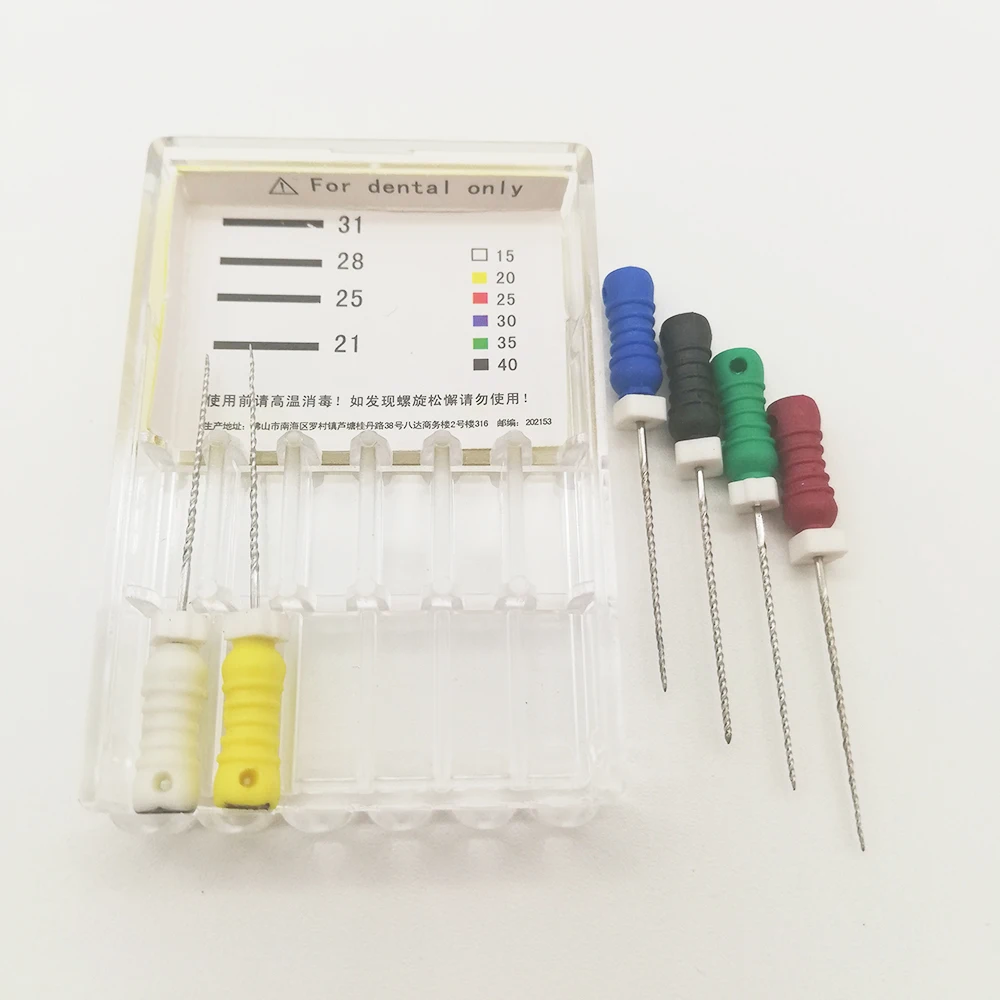 6 шт. 15~ 40#21 мм зубные ПроТейпер файлы корневого канала стоматолога материалы Стоматологические инструменты ручного использования нержавеющая сталь H файлы