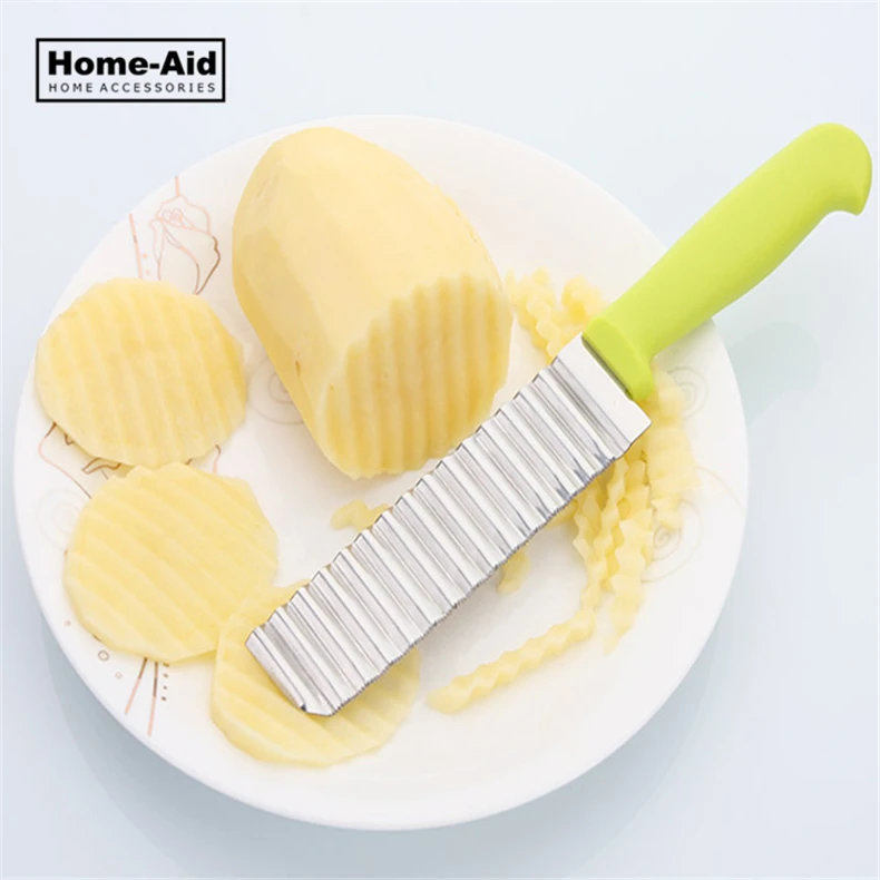 Potato French Fry Cutter Stainless Steel for Fries Serrated Blade Chip Easy Slicing Banana Fruits Potato Wave Knife Chopper vegetable cutter fruit cutter