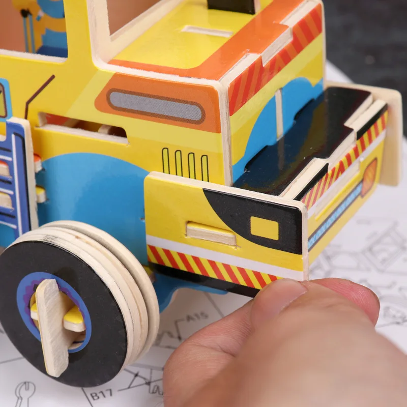 Деревянные игрушки 3D головоломка инженерный автомобиль Дети Раннее Обучение мудро ручной работы Детские пазлы-головоломки для детей развивающие игрушки
