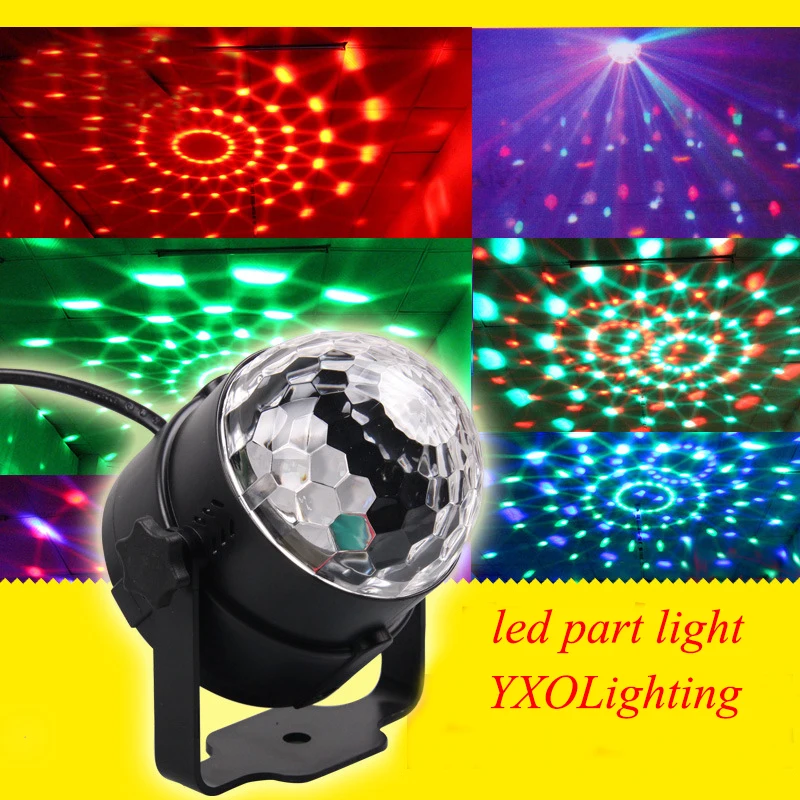 

Voice LED magic crystal ball lamp Mini RGB stage light colorful Christmas lamp LED small magic ball rotation