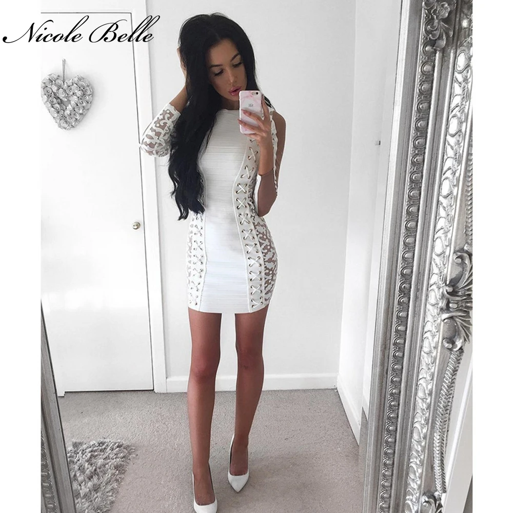 NICOLE BELLE 2017 summer new fashion ladies white round neck long