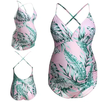 

Women Maternity Pregnant Printing Floral Backless Bikinis Swimsuit Beachwear costumi da bagno donna maternity swimwear a625