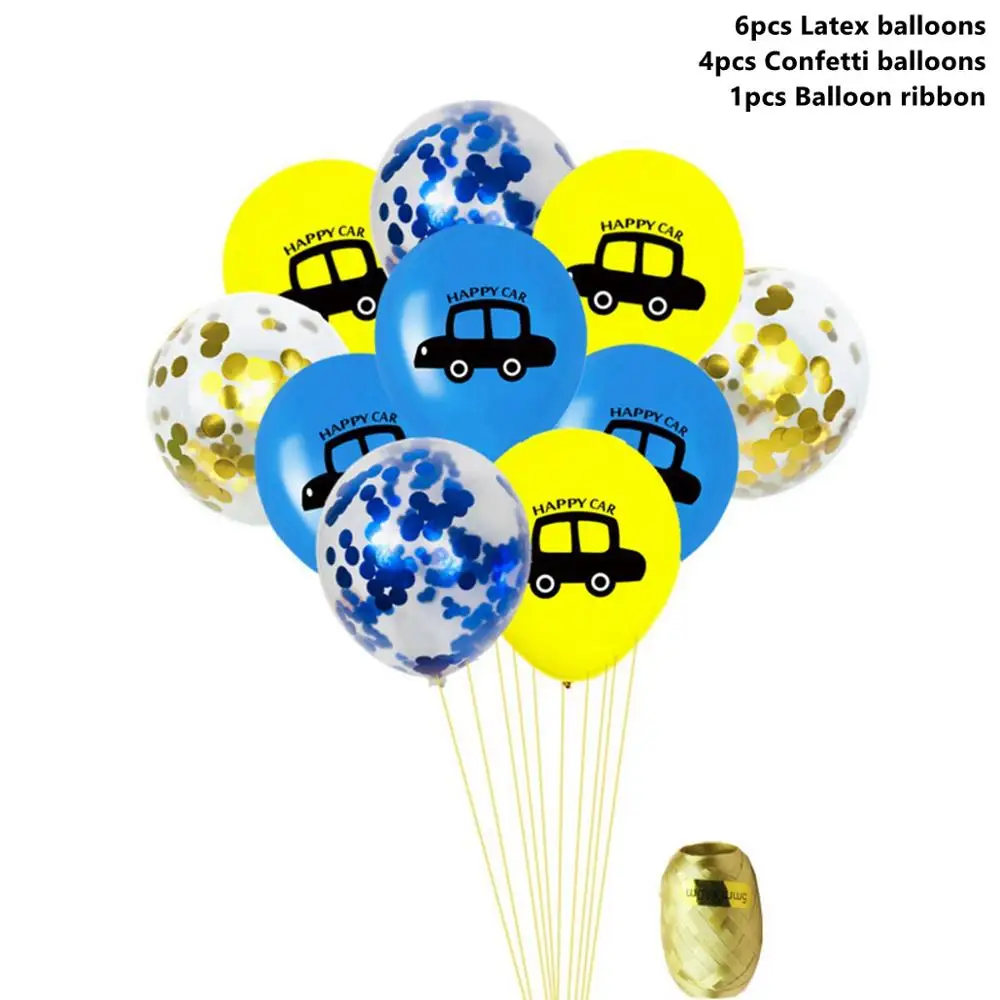 Taoup счастливый детский день рождения грузовик шары конфетти баллоны аксессуары автомобильные воздушные шары латексные воздушные вечерние украшения для мальчиков сувениры - Цвет: Car Balloons 3