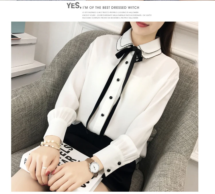 Новые стильные женские белые рубашки формальная шифоновая блузка Рабочая блузка Корейская женская одежда рабочая одежда офисные женские OL Топы Рубашки
