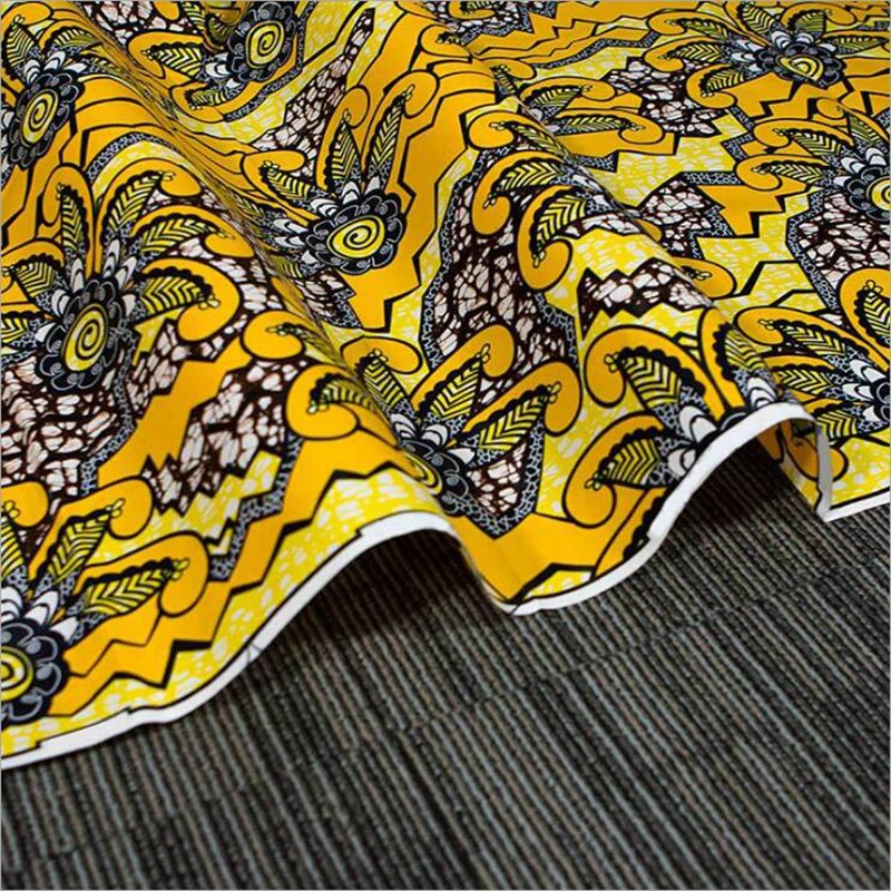 Me-dusa новая желтая африканская восковая штамповка ткань хлопок Hollandais воск платье своими руками костюм Ткань 6 ярдов/шт Высокое качество
