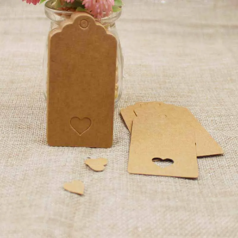 2018 Новые 100 шт DIY крафт/черные/белые бумажные бирки с этикеткой вырезами сердца