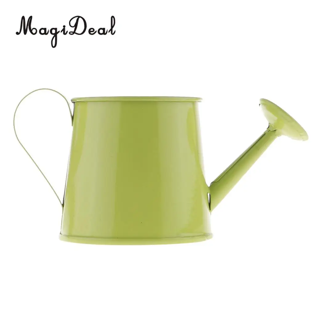 Pastoral Style Colorful Tin Flower Pot Mini Bonsai Watering Can Pot Succulent Plants Vase Decor