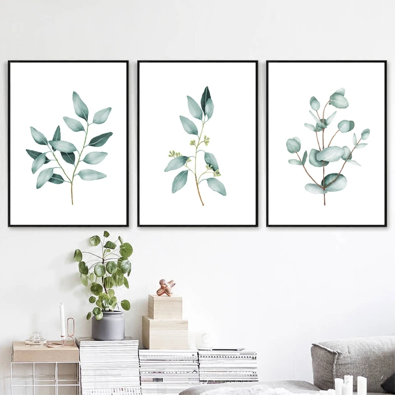 

Eucalyptus Watercolor Botanical Wall Art Canvas Painting Nordic Posters and Prints Green Plants Wall Pictures Home Room Decor
