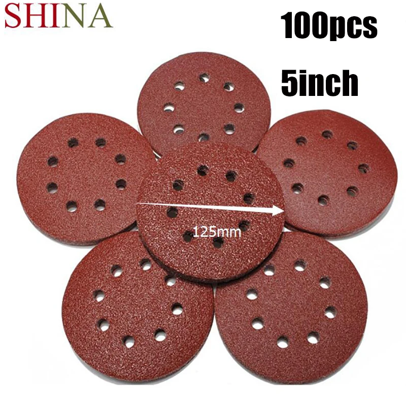 100pcs/lot 5''/125mm Mixed 60 100 240 1500 2000G Grits Power Sanding