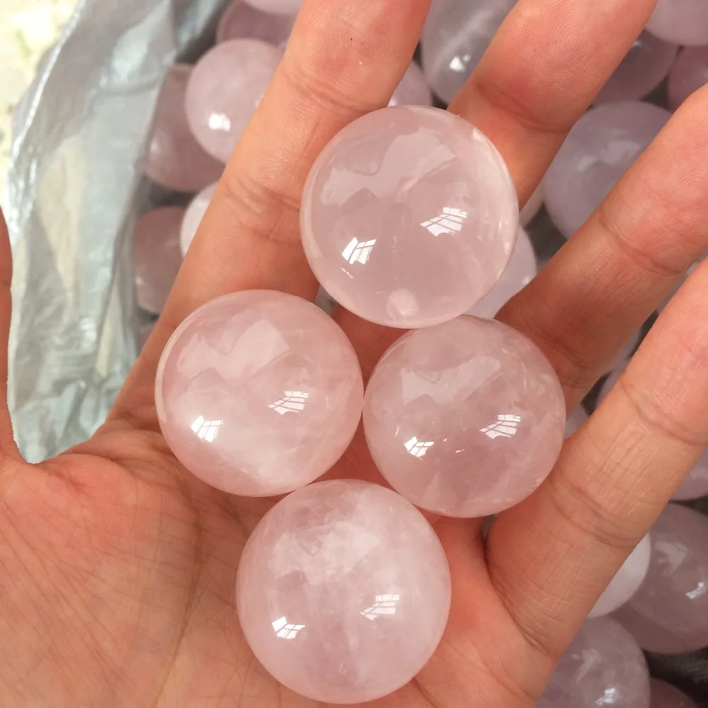 

4pcs Pink Rose Quartz Sphere Healing pink crystal ball reiki meditation crystals