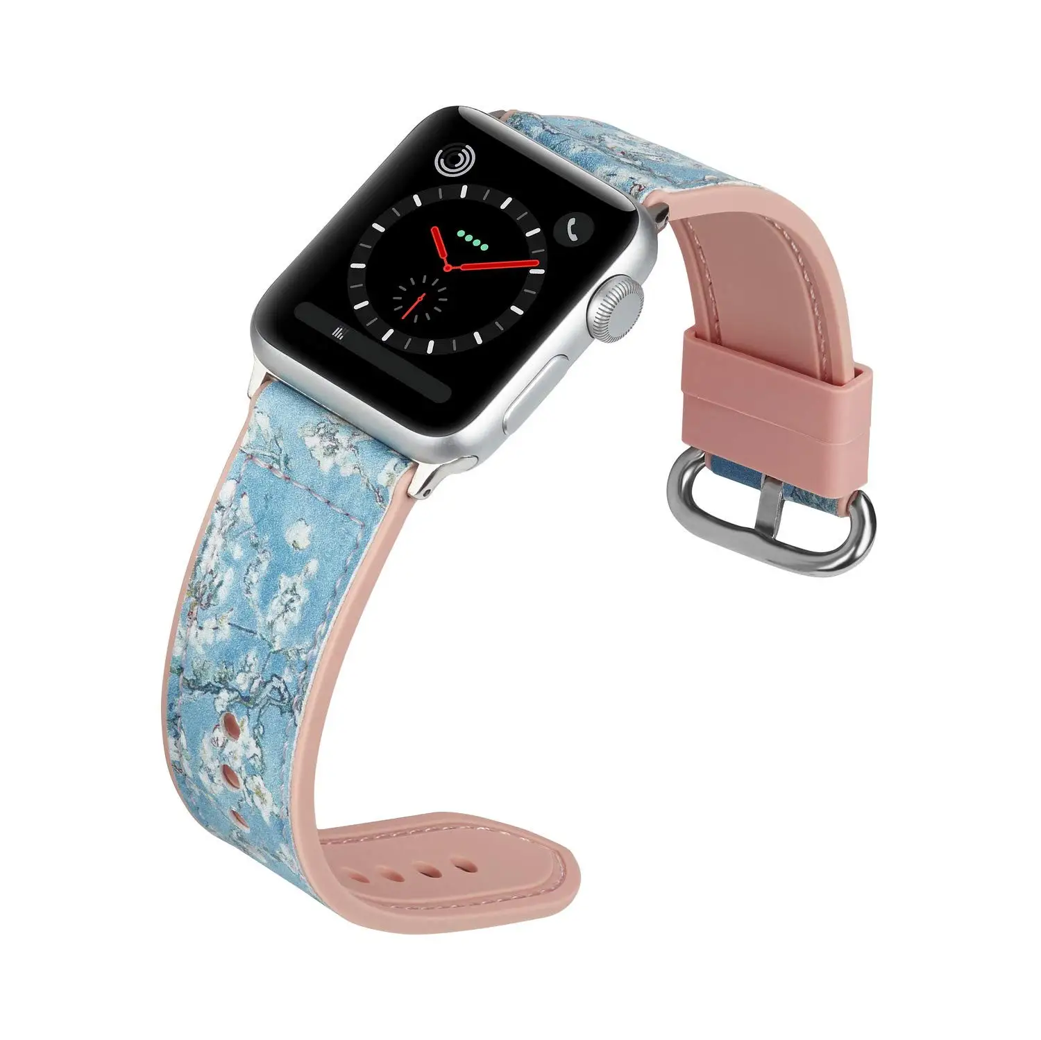 Ремешок для Apple Watch, 38, 42 мм, версия 40/44 мм, с цветочным узором и изображением оленей из силикона и кожаный ремешок для наручных часов iWatch, ремешок для Apple Watch браслет Series 5 4 3 2 1