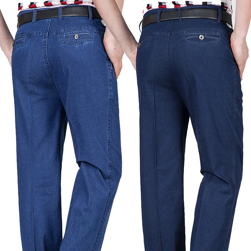 Мужские джинсы осенью и зимой с высокой талией эластичные деловые джинсы повседневные штаны, мужские джинсы размера плюс мужчины