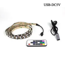 1 шт. USB Powered 5 В RGB Светодиодные полосы света SMD5050 60leds/M водонепроницаемый или не водонепроницаемый led лента для ТВ фонового освещения лампы