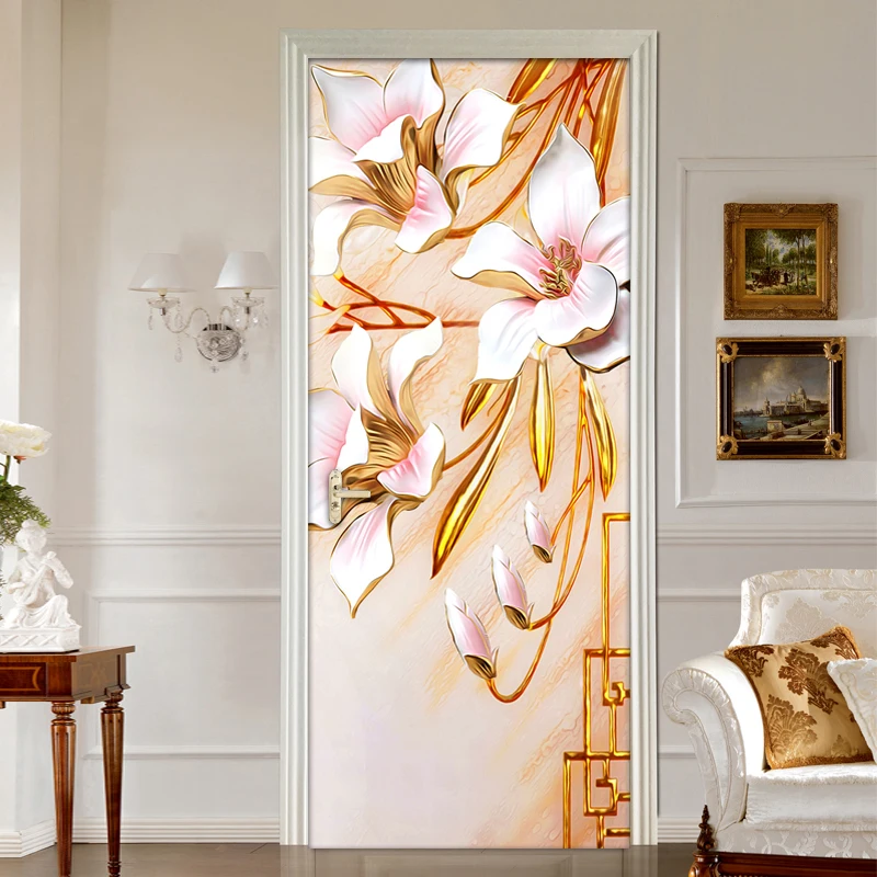 3D Door Sticker DIY Self-adhesive Waterproof Mural PVC Vinyl Wallpaper Wall Decals Living Room Bedroom Decoration Stickers | Дом и сад