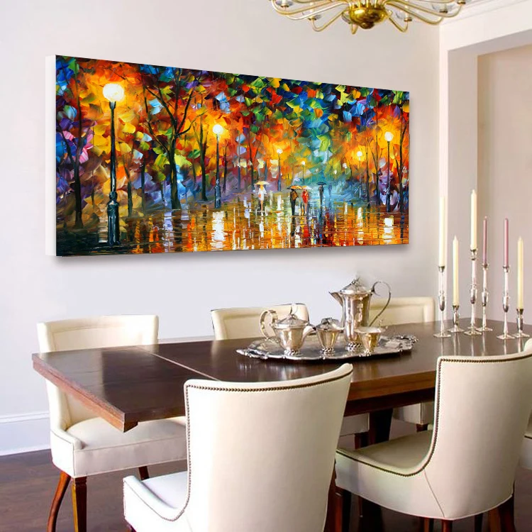 Night Rain Umbrella Scenery Abstract Decorative Painting Dining