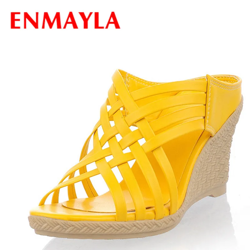 

ENMAYER Cross-tied 2017 Size 40 Summer Sandals Shoes Woman High Heels Open Toe Wedges Sandals Platform Shoe Chaussures Femme