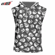 UJWI человек свободные спортивные с капюшоном майка 3D Мини черепа панк рок для мужчин футболка печатных негабаритных забавные повседневное 6XL