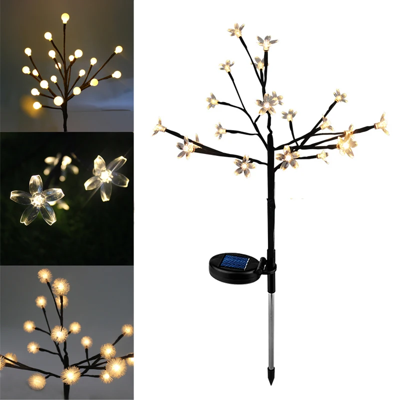 Solar Tree Light 20 LEDs Garden Light Outdoor Landscape Lawn Lamp Waterproof Warm White Led Solar Lamp For Patio Christmas Tree