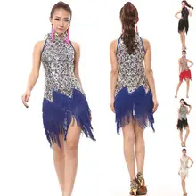 Кисточкой Сальса кисточкой латинский сквин танец самба Сальса Женская одежда для спортивных танцев платье