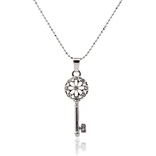 New Fashion Long Key Necklaces, Luxury Silver Plated Crystal Chain Pendant Necklace 2015 Elegant Jewelry Accessories For womens