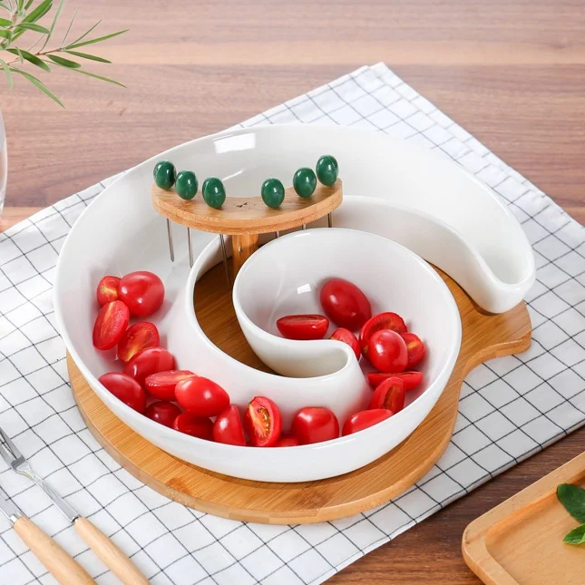 

Creative Ceramics Snail Assorted Plate Decorative Porcelain Sea Horse Serving Dish Decor Wood Tableware for Candy Nuts Sweetmeat