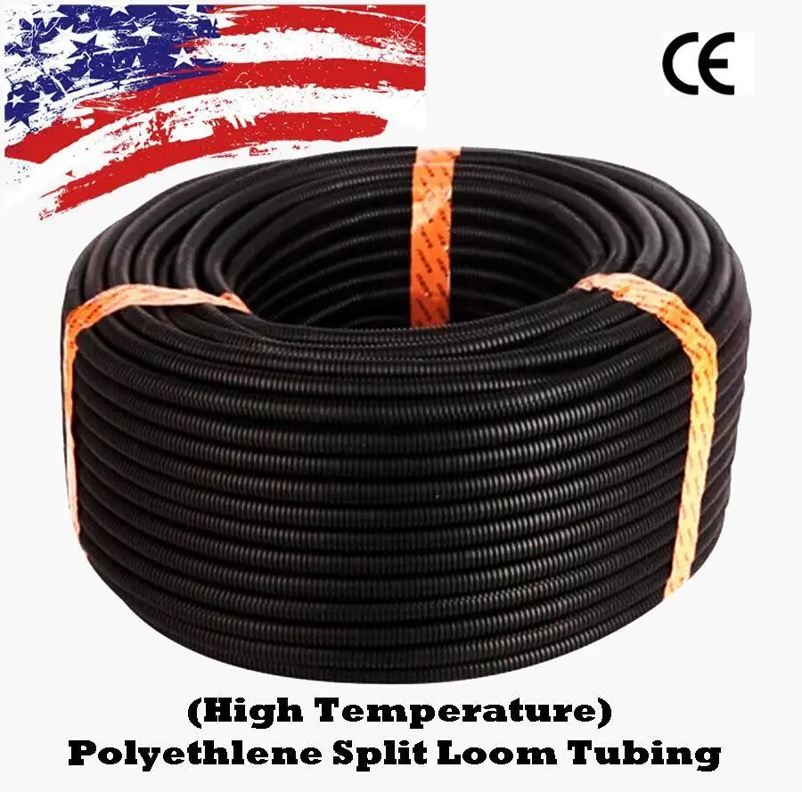

100 Ft 5/16" Flexible Bellows Hose Corrugated Conduit Cable Split Wire Loom Polyethylene Tubing Sleeve Tube Pipe