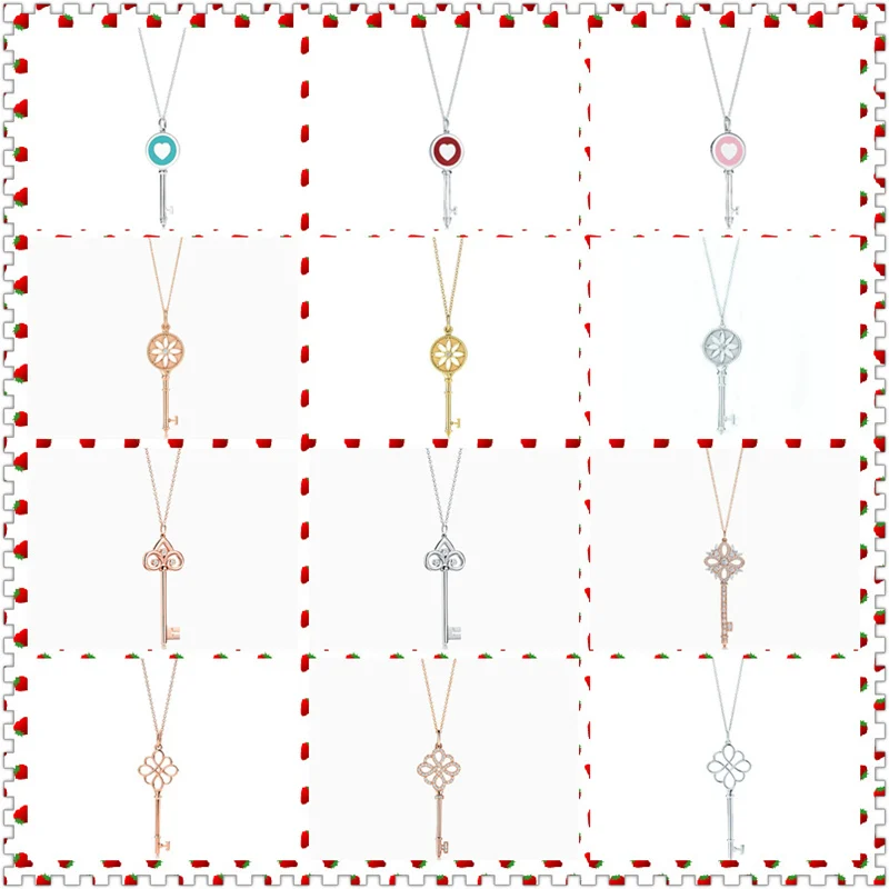 

SHINETUNG Original 100% S925 Sterling Silver Colourful Charming Key Series Pendant Necklace Women Logo Romance High-End Jewelry