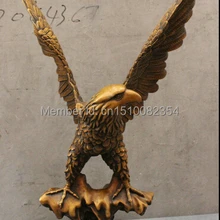 1" Народные Китайские Бронзовые Украшения Фэншуй Птица Eagle Hawk Lanneret Статуя