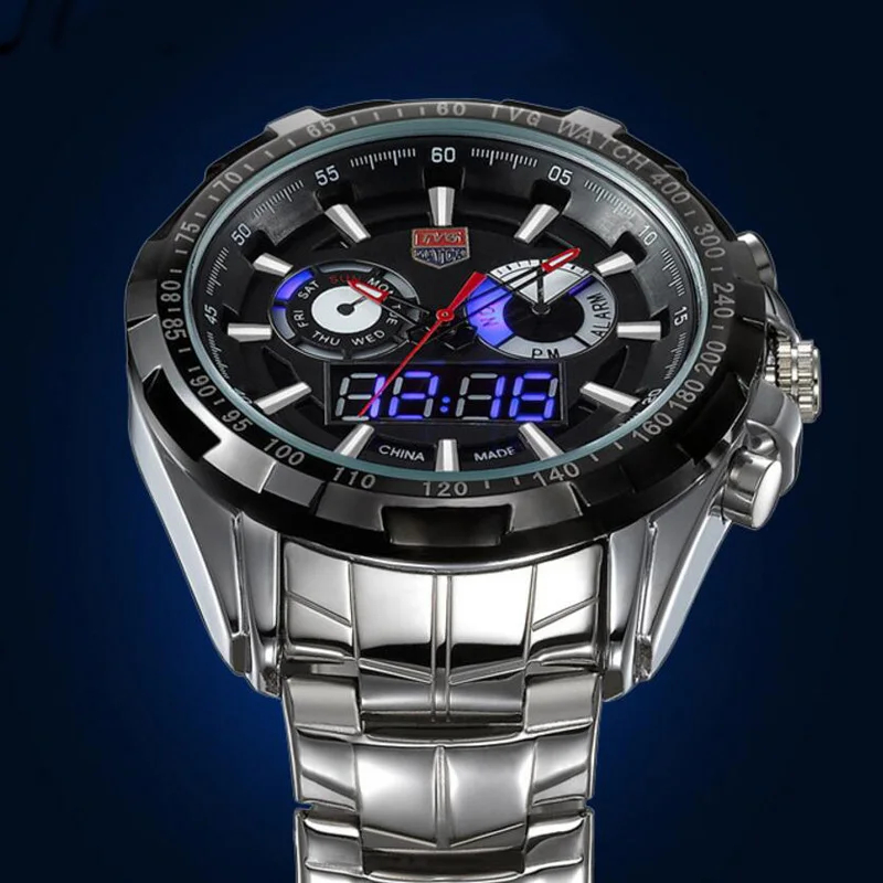 relogio masculino TVG Mens Watches Top Brand Luxury Dual Display Digital Analog Quartz Watch Men Mi