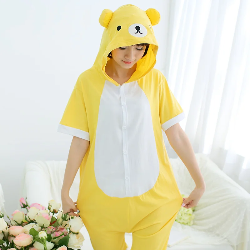 Spring summer women girls Rilakkuma onesies tracksuit sleepwear bear cartoon short sleeved