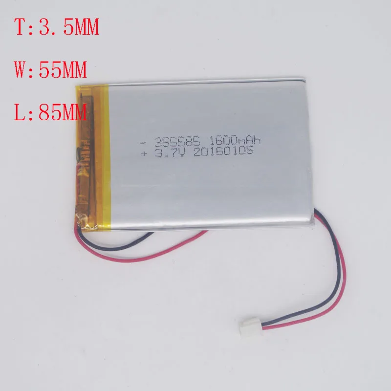 

3.7V Polymer Lithium Battery 355585 Tablet Computer with 2.54 Plug 1600mAh Mobile Power Supply