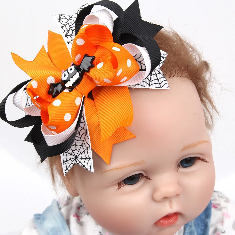 

Halloween baby girl headband Infant hair bat Tie bows newborn tiara headwrap Gift Toddlers clips hairpins cloth Headwear