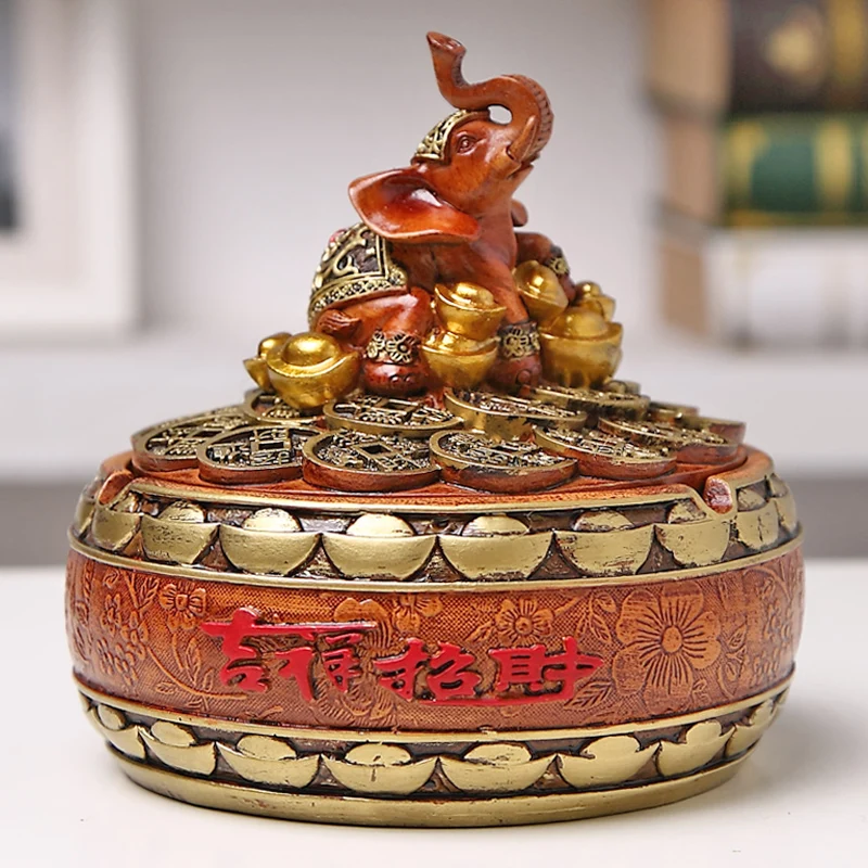 

Home decoration Elephant Ashtray Decoration Creative Personality Large with Lid Office Living Room Desktop Feng Shui Crafts