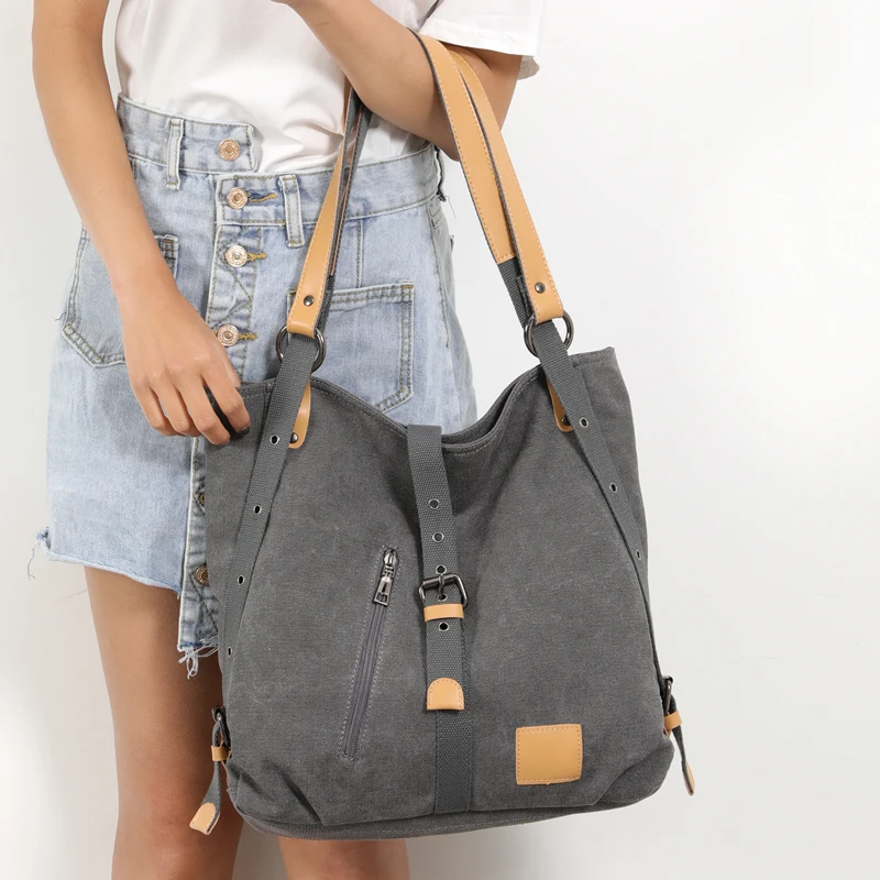 

2018 New Retro Women Messenger Bags Canvas Vintage Belt Crossbody Bag Female Shoulder Bag for Girls School Gray Bucket Handbag