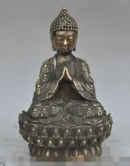 S3506 11&quot china buddhism bronze lotus sakyamuni Shakyamuni Tathagata buddha god statue | Дом и сад