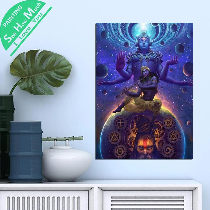 1 Шт. Брахма Вишну Шива Бог HD Печатные Холст Wall Art Плакаты и Принты Плакат Живопись Оформление