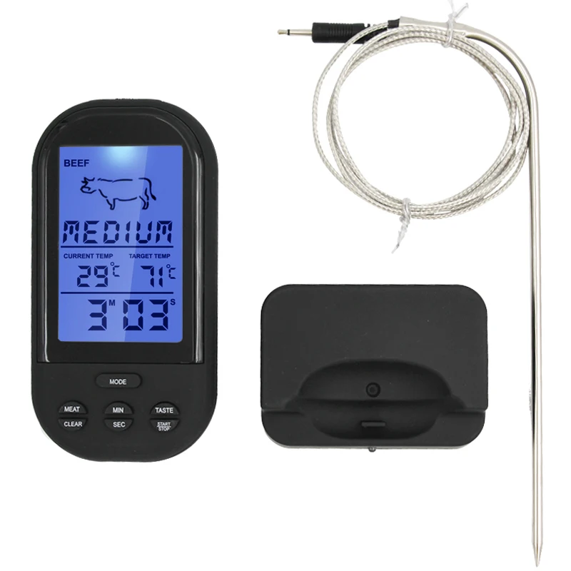 

Wireless Digital Thermometer Kitchen BBQ Grill Meat Food Cooking Remote Thermometer Backlight alarm function 40% off