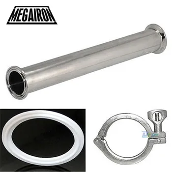 

MEGAIRON 1.5"OD 38MM Sanitary Spool Tube Ferrule 50.5MM Flange +PTFE Gasket +Tri Clamp Pipe Fittings Length 4"/6"/8"/12"/18"/24"