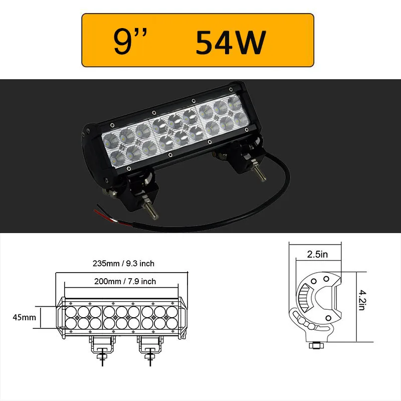 9in 54W no wiring Auxtings 1" 22" 20 дюймов 12 в 24 В внедорожный светодиодный светильник, комбинированный точечный прожектор 2" 126 Вт светодиодный рабочий светильник для джипа автомобиля 4WD грузовика внедорожника ATV - Цвет: 9in 54W no wiring